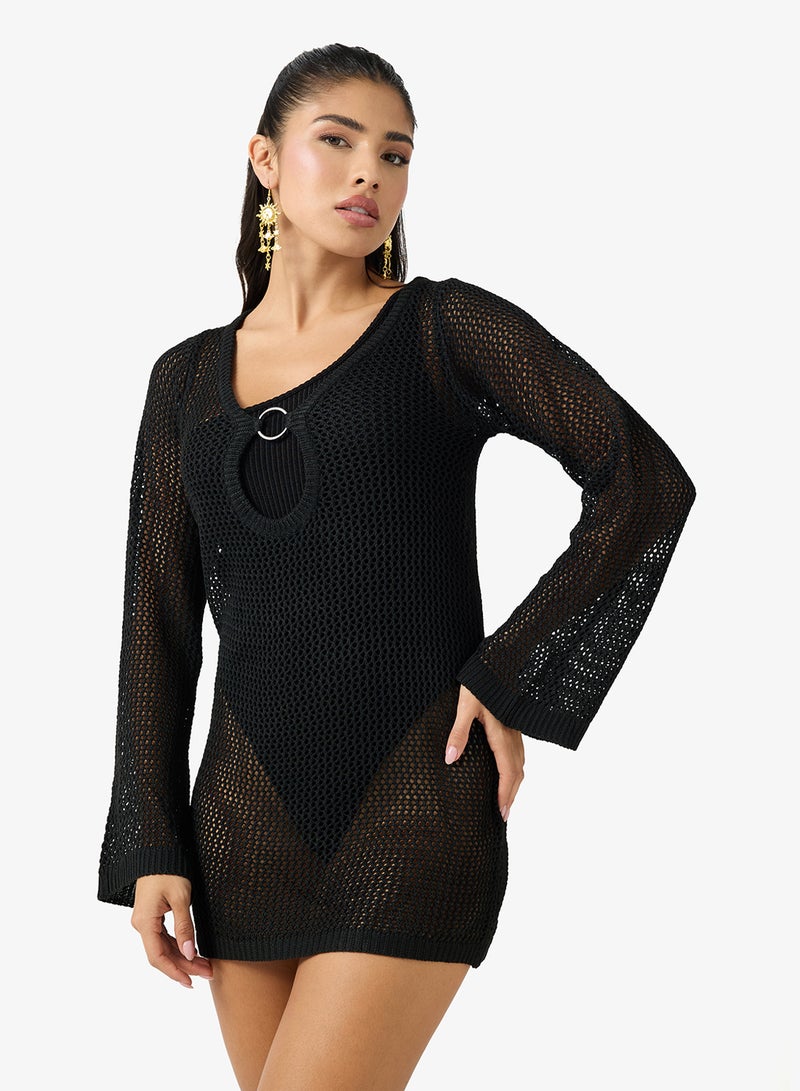 جينجر فستان منتجع مطبوع بحمالات على شكل حرف - Image 1